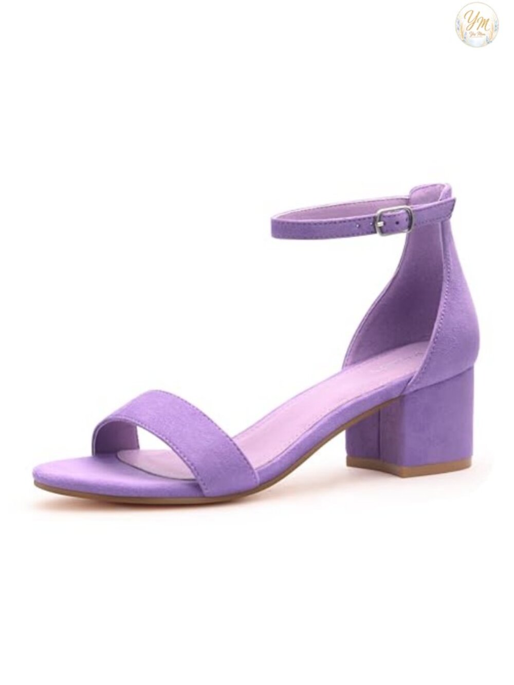 Women's Open Toe Ankle Strap Low Block Chunky Heel Sandals Faux Suede